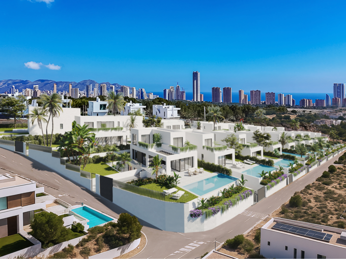 New build villas in Costabella Residences Sierra Cortina with sea views